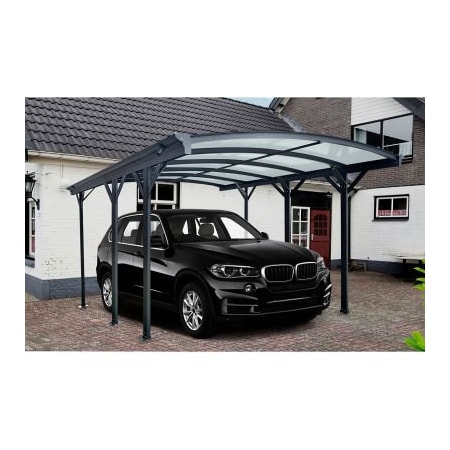 Almo Fulfillment Services Hanover Aluminum Carport, 226-11/16"L x 118"W x 86-3/5"H, Dark Gray HANCARPRT19X10-GRY